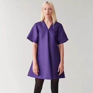 COS purple jacquard a-line mini swing dress - size 6 (Medium)